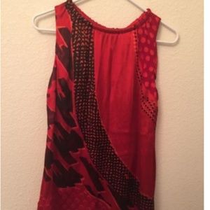 CAbi Sz S Red Hot Tunic Silk Blend Top
